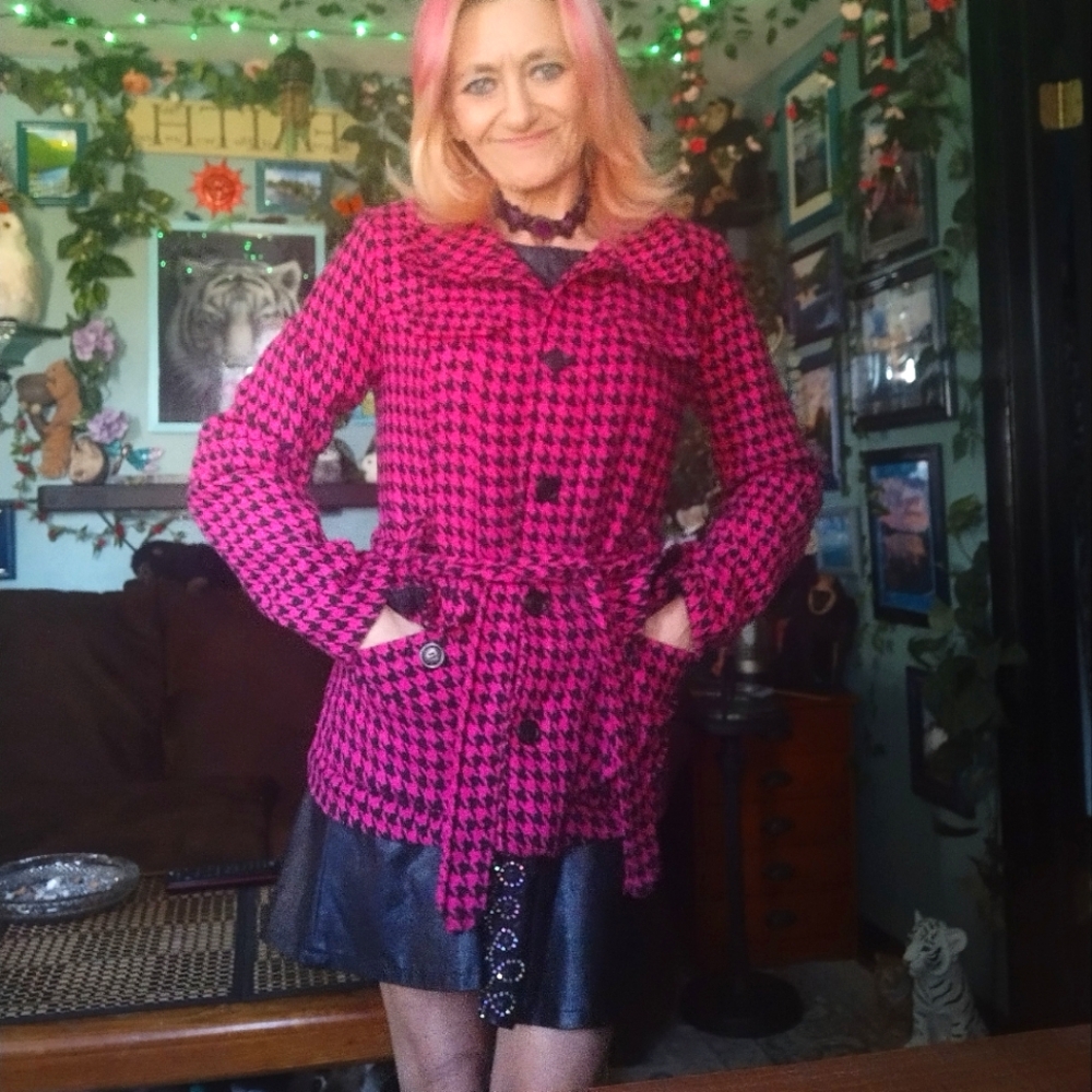 Women's Pink Houndstooth Jacket